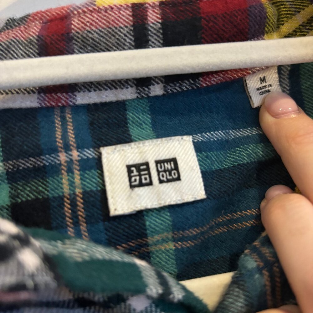 Uniqlo Patchwork Multicolored Checked Flannel Shirt - Picture 4 of 5